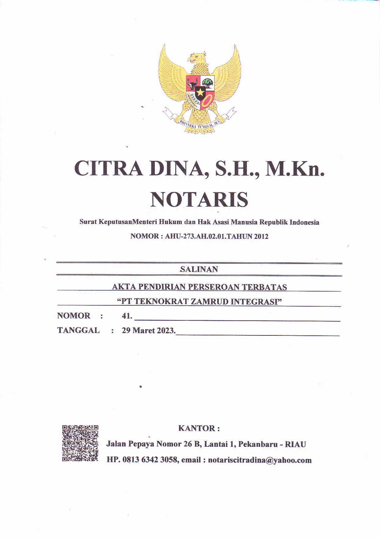 Akta PT TZI